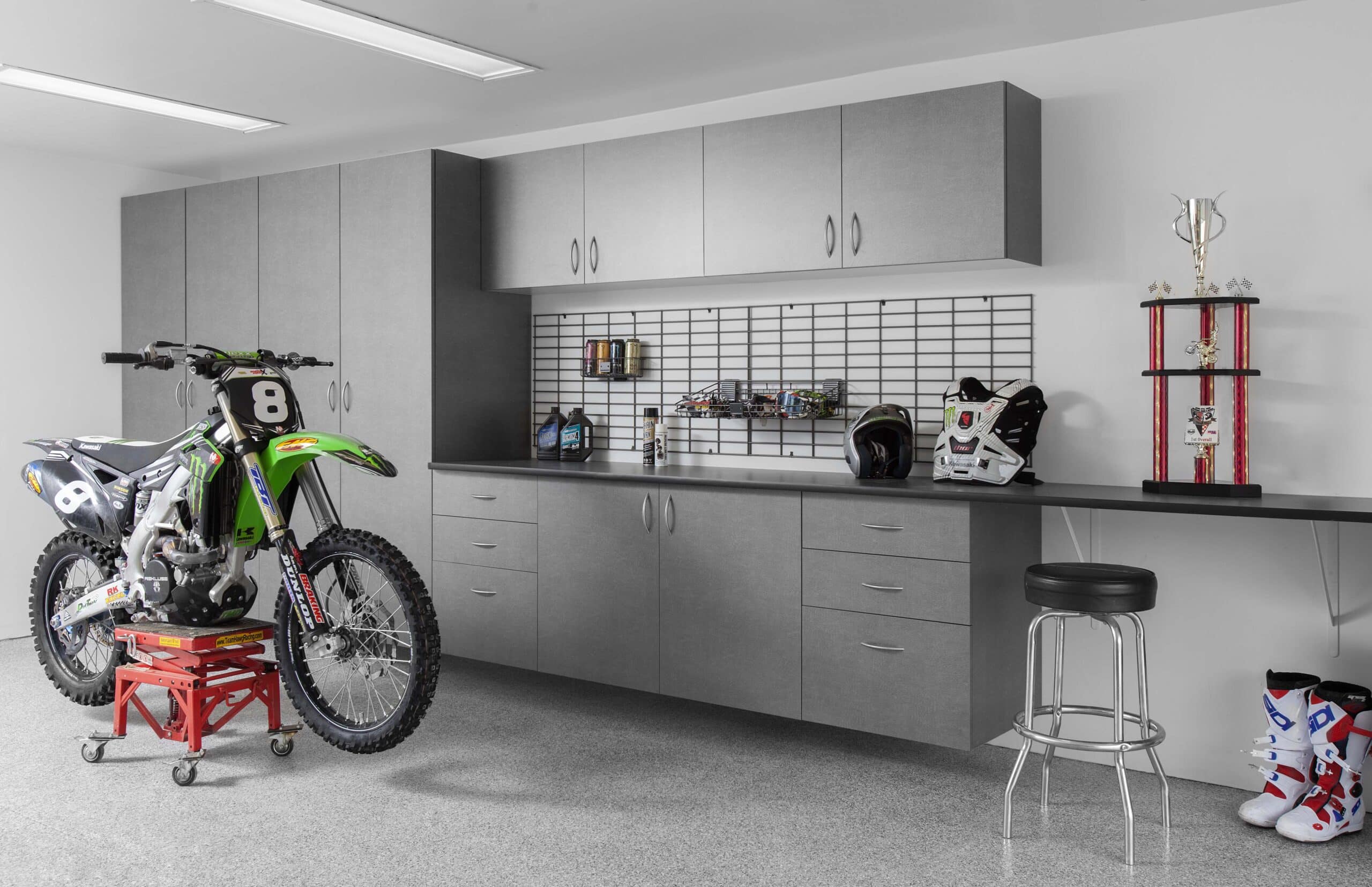Image showcasing a fully finished Garage Accessories design by Modern Closet in Saskatoon