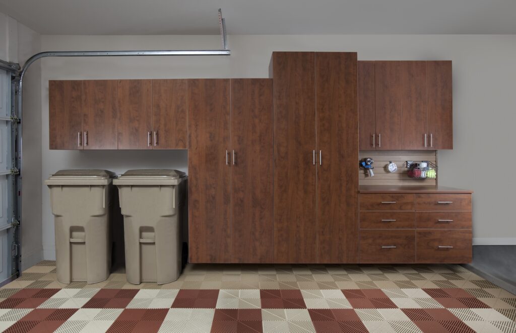 Image of a fully finished Coco-Cabinets-with-Workbench-Swiss-Trax-Floors