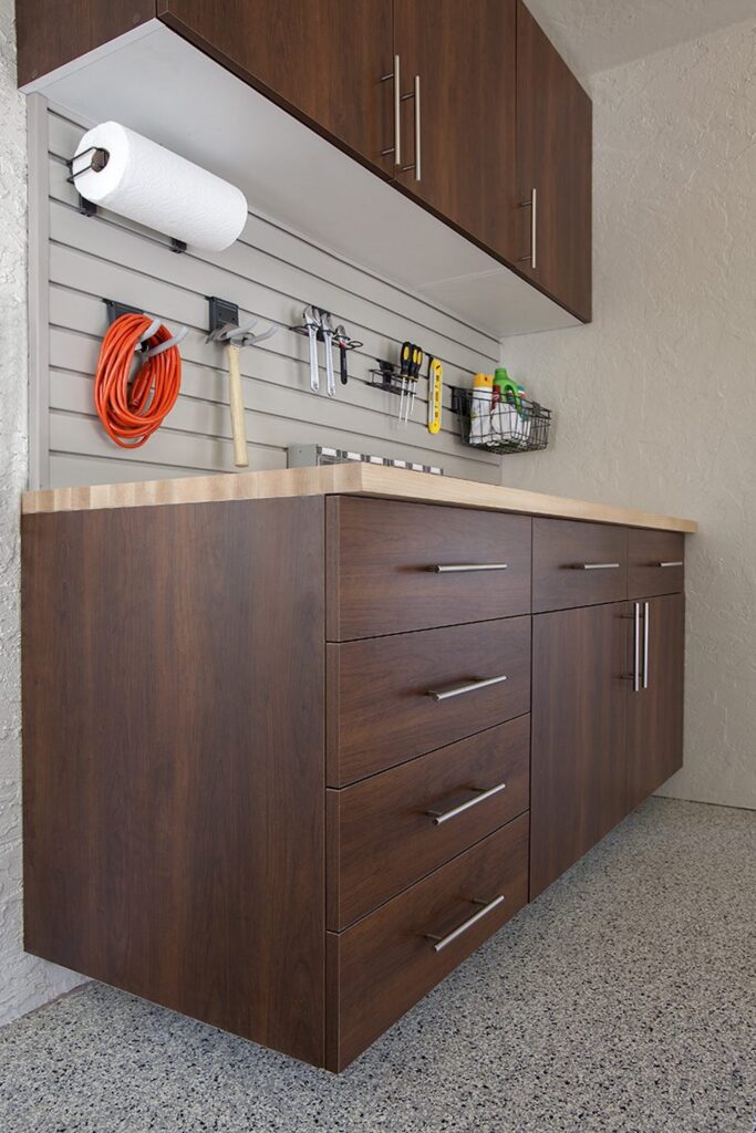 Image of a fully finished Coco-Workbench-with-Butcher-Block-Counter-Angle-2012
