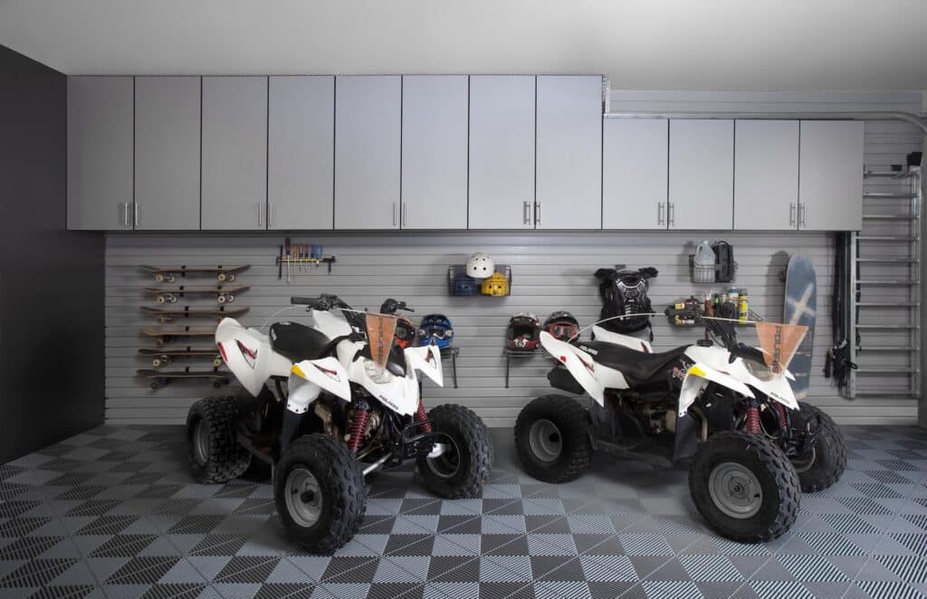 Image of a fully finished Silver-Cabinets-Quads-with-Swiss-Trax-Floors